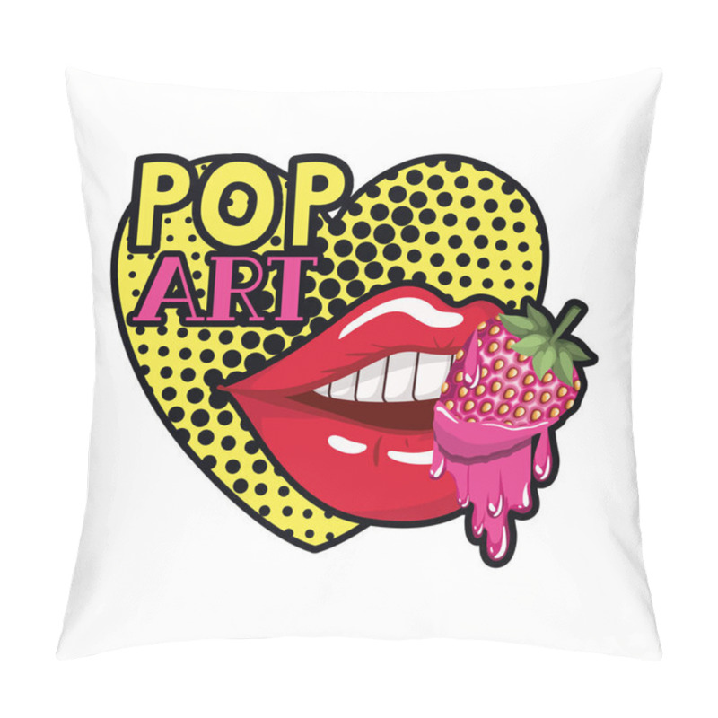 Personality  Female Mouth Dripping With Strawberry Fruit Pillow Covers