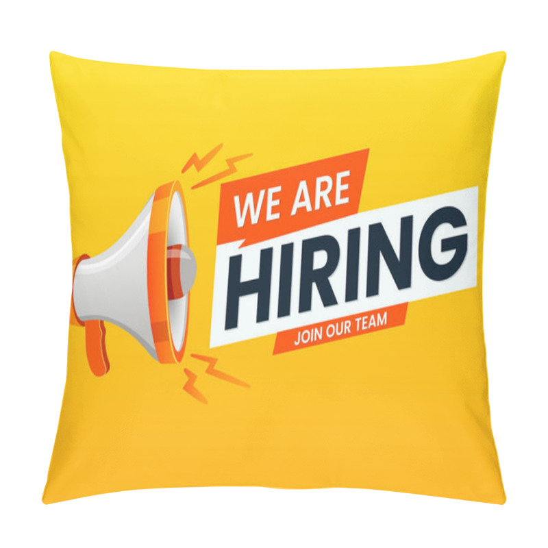 Personality  We Are Hiring Banner Design With Megaphone Pillow Covers