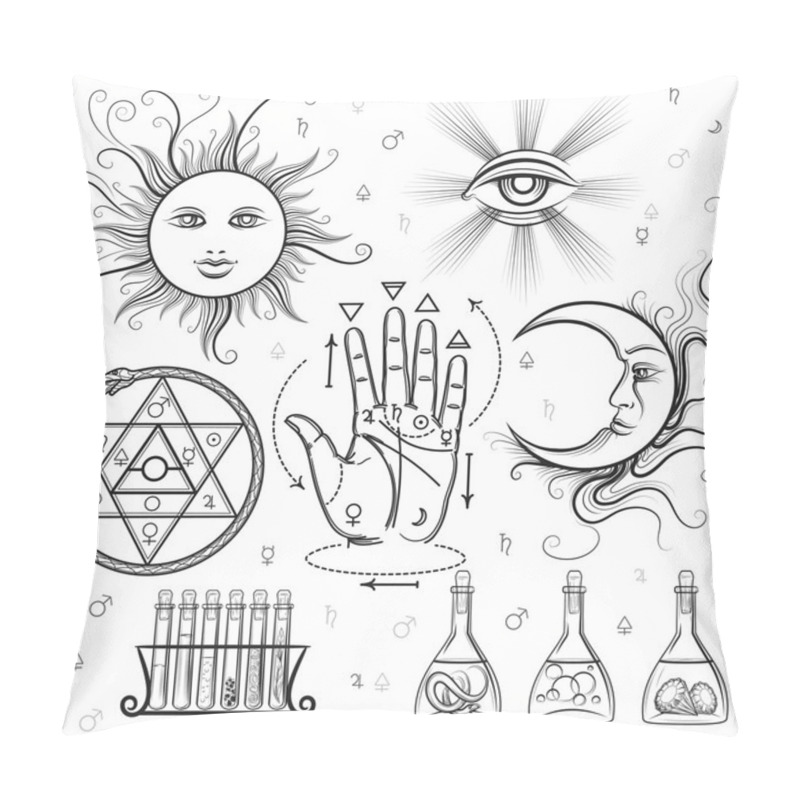 Personality  Esoteric Signs Vector Symbols Pillow Covers