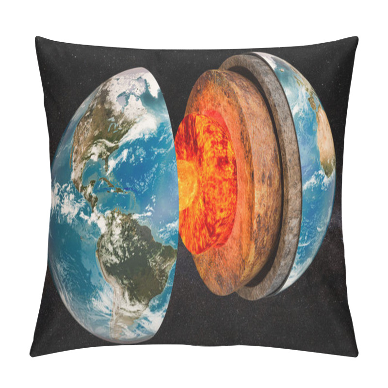 Personality  Structure Of Planet Earth In Space, 3D Rendering Pillow Covers