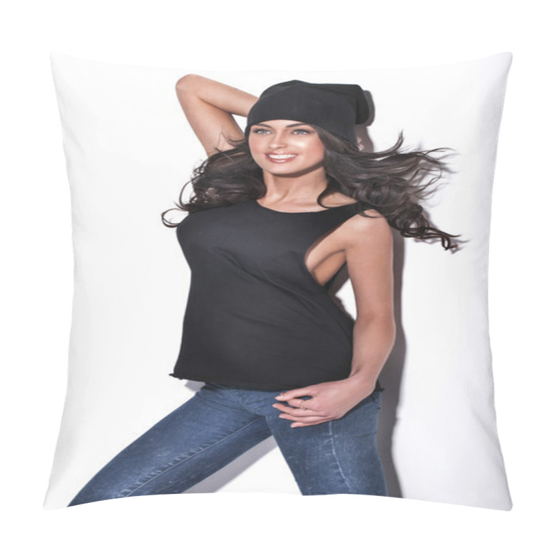 Personality  Sexy Beautiful Woman Posing . Pillow Covers