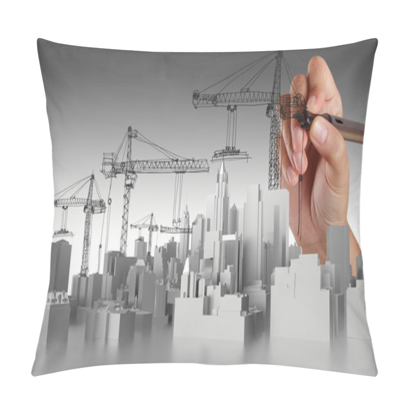 Personality  Hand Drawn Abstract Building Pillow Covers