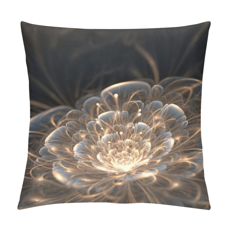 Personality  Dark Blue Fractal Flower With Golden Rays Pillow Covers