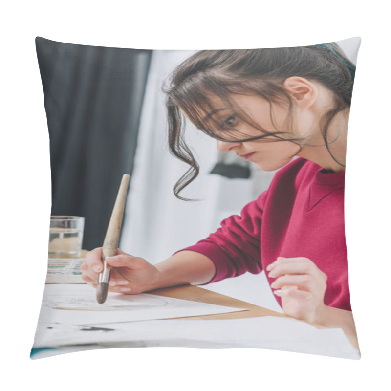 Personality  Female Designer Drawing With Large Brush Pillow Covers