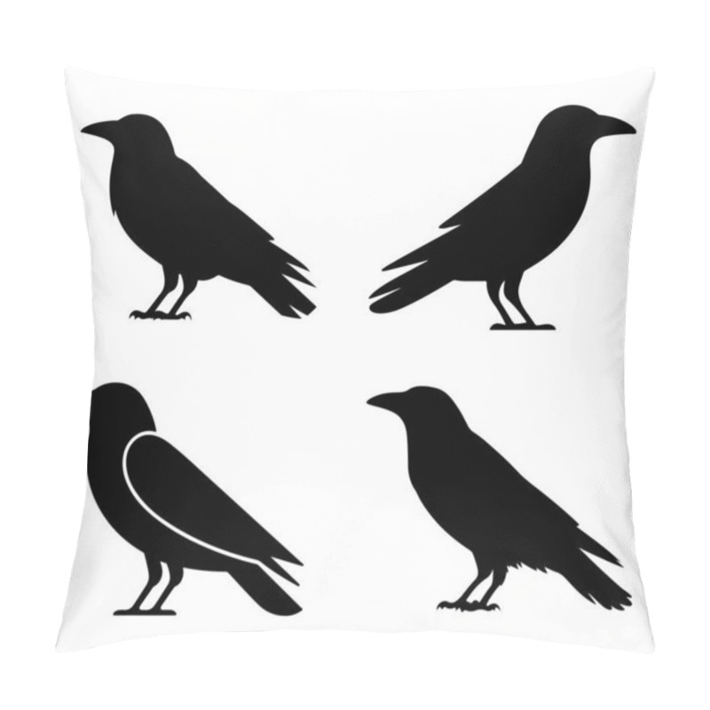 Personality  Crow Silhouette Vector On White Background Pillow Covers