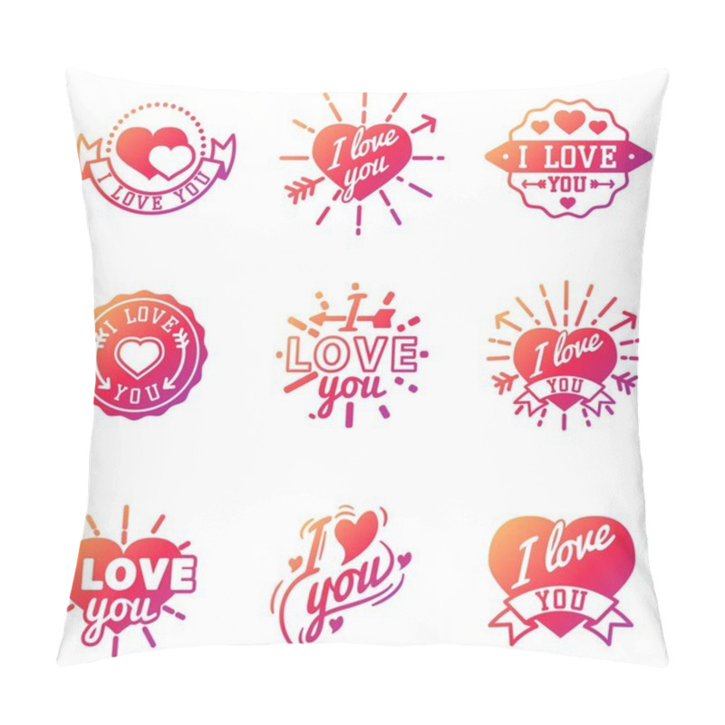 Personality  Vector I Love You Text Overlays Hand Drawn Lettering Badge Inspirational Lover Quote Illustration. Pillow Covers