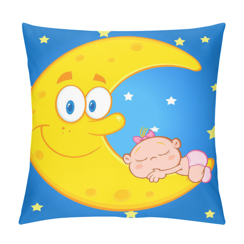 Personality  Baby Girl Sleeps On  Moon Pillow Covers