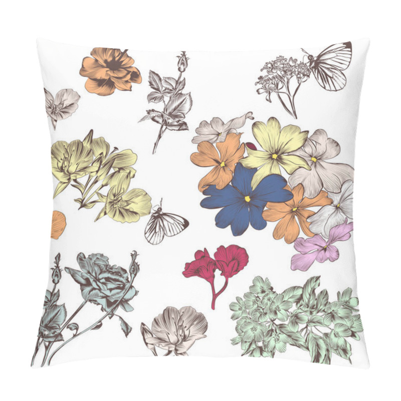 Personality  Collection Of Vector Hand Drawn Flowers For Design Pillow Covers