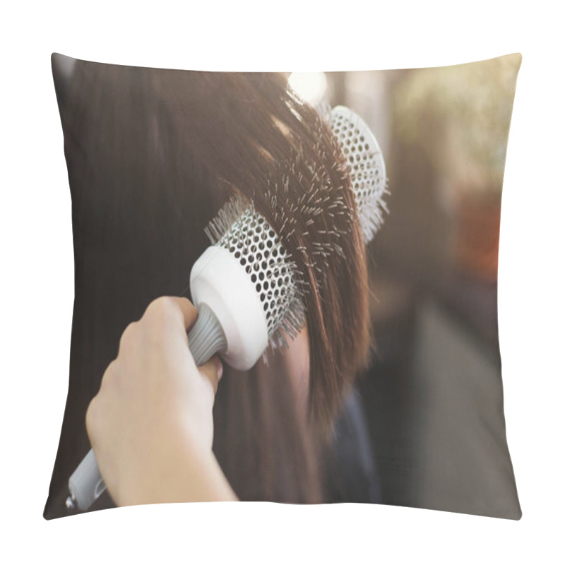 Personality  Hairdresser Combing Hair With Round Brush Pillow Covers