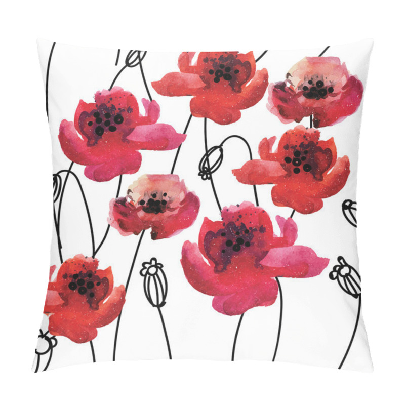 Personality  Stylish Seamless Pattern With Poppy Flowers . Pillow Covers