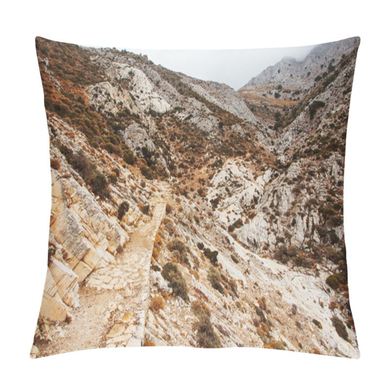 Personality  Hiking Path To Mount Zas In Naxos Island, Greece. Pillow Covers