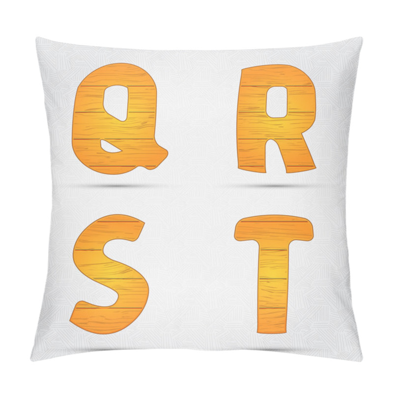 Personality  Wooden Vector Font. Q, R, S, T Pillow Covers