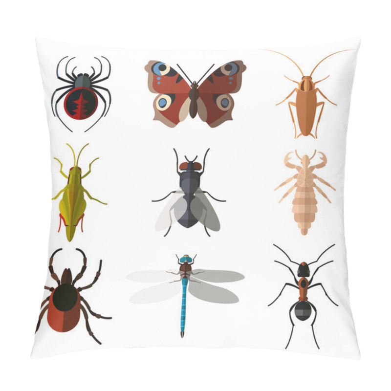 Personality  Set Of Insect Flat Icons1 Pillow Covers