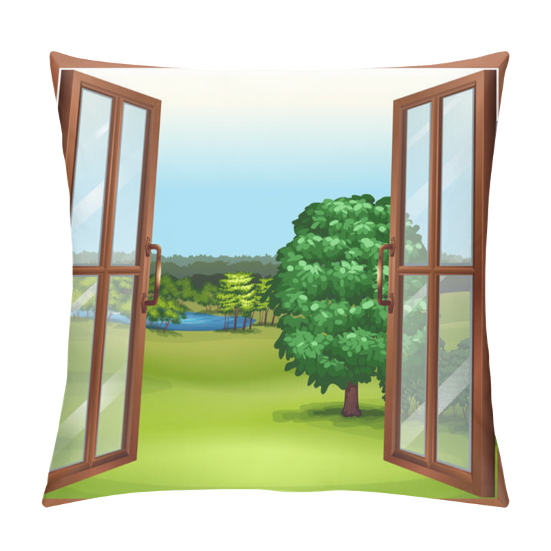 Personality  An Open Wooden Window Pillow Covers