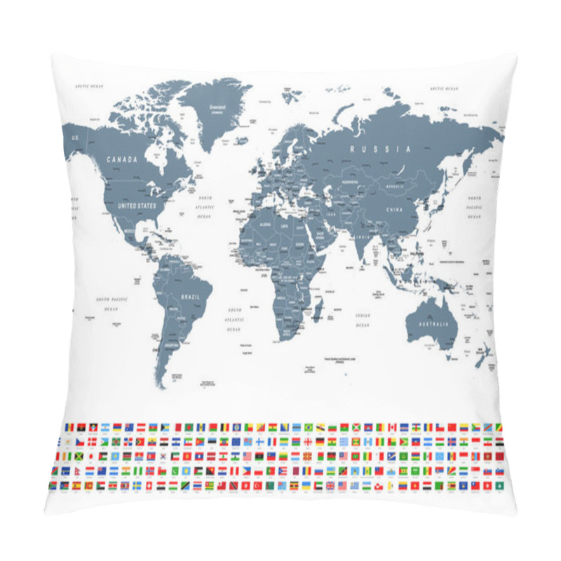 Personality  World Map And Flags - Borders, Countries And Cities -vector Illustration Pillow Covers