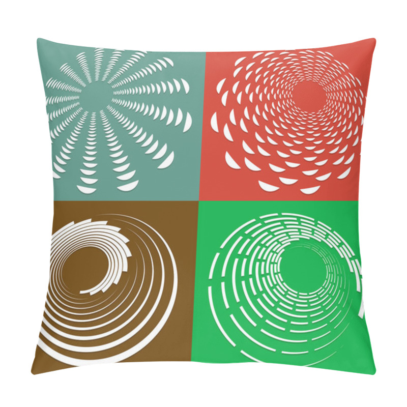 Personality  Set Of White Helical, Spiraling, Curl And Curly Shapes. Spiral, Twirl, Swirl Illustration. Twine Design Elements Over Single-color, Monochrome Background, Backdrop. Helix, Volute Set Pillow Covers