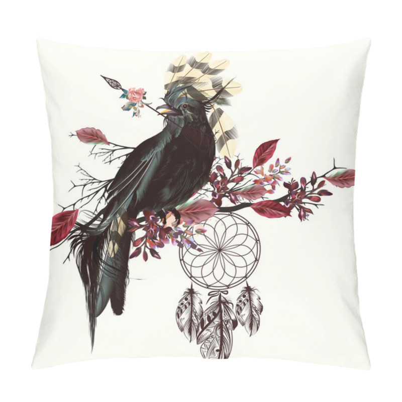 Personality  Beautiful Bird Holding Arrow And Dreamcatcher Pillow Covers