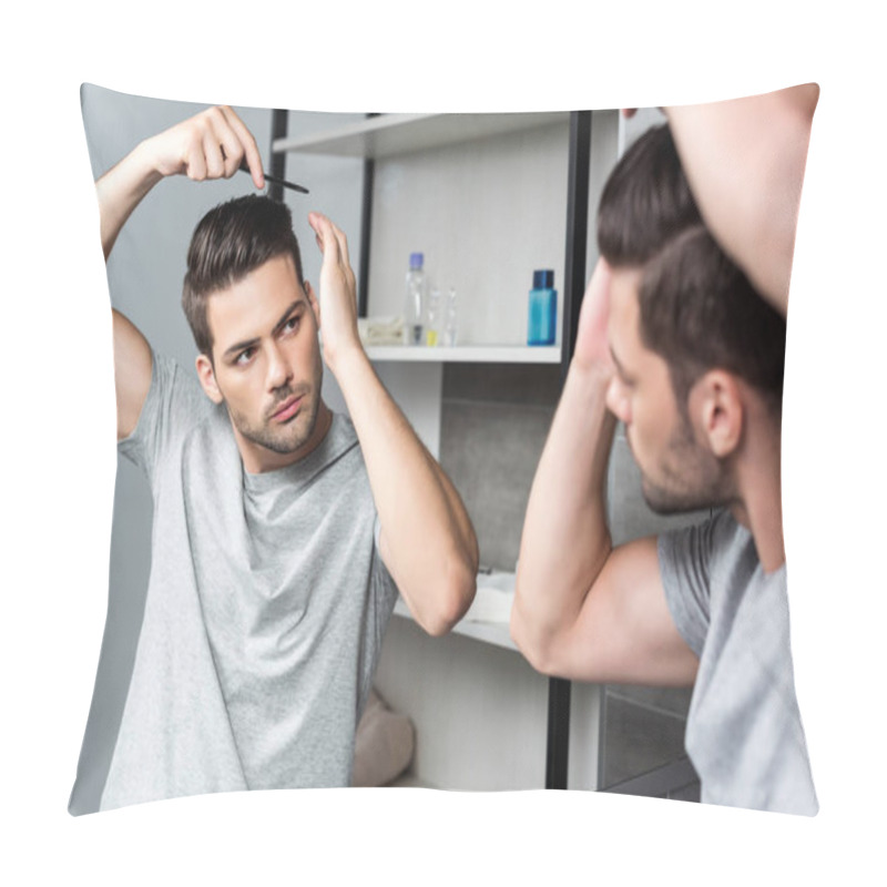 Personality  Young Man Brushing Hair Pillow Covers