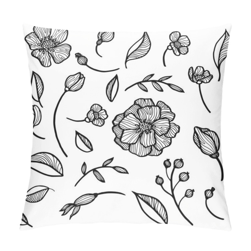 Personality  Set Of Flowers And Leaves Pillow Covers