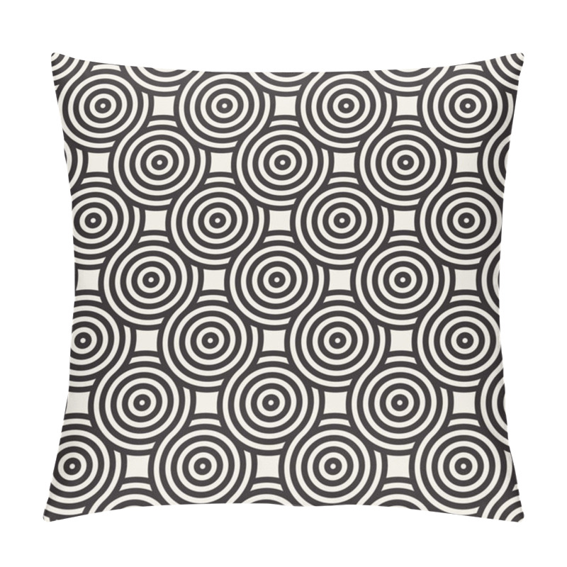 Personality  Vector Seamless Geometric Pattern Composed With Circles And Lines. Modern Stylish Rounded Stripes Texture. Repeating Abstract Background Pillow Covers