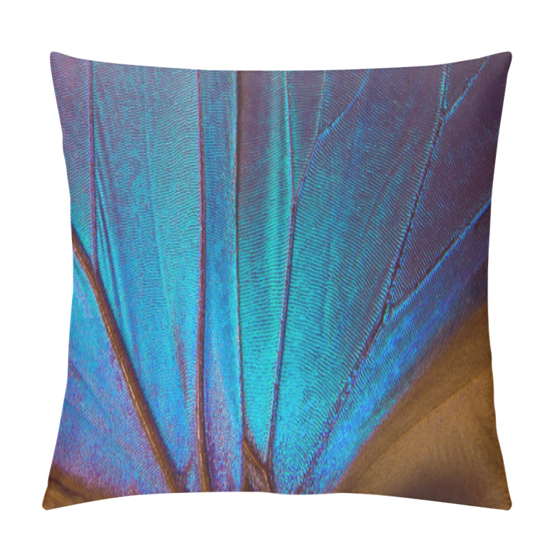 Personality  Wings Of A Butterfly Morpho Texture Background. Morpho Butterfly Pillow Covers