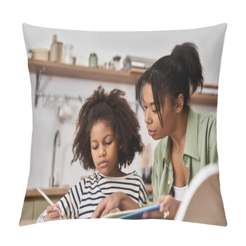 Personality  Mother And Daughter Joyfully Explore Creativity In Their Cozy Kitchen Together. Pillow Covers