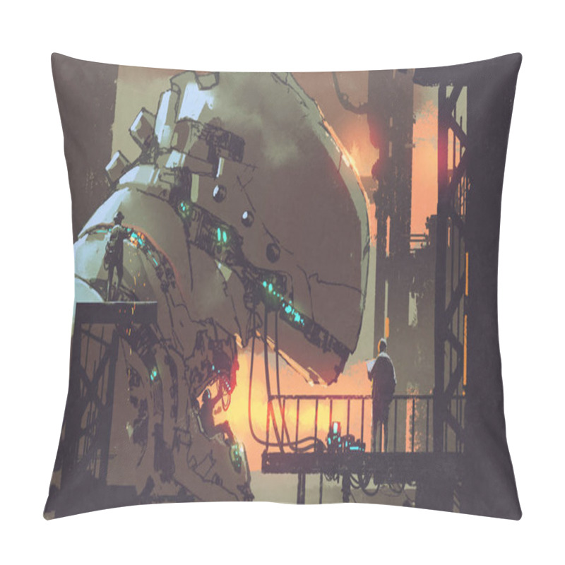 Personality  Mechanicals Repairing The Giant Robot In Factory Pillow Covers