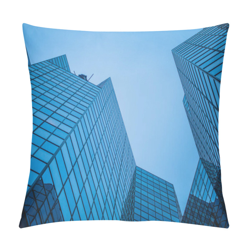 Personality  Abstract And Complex Blue Skyscraper Structure Downtown In Montreal With Sky In Background Pillow Covers