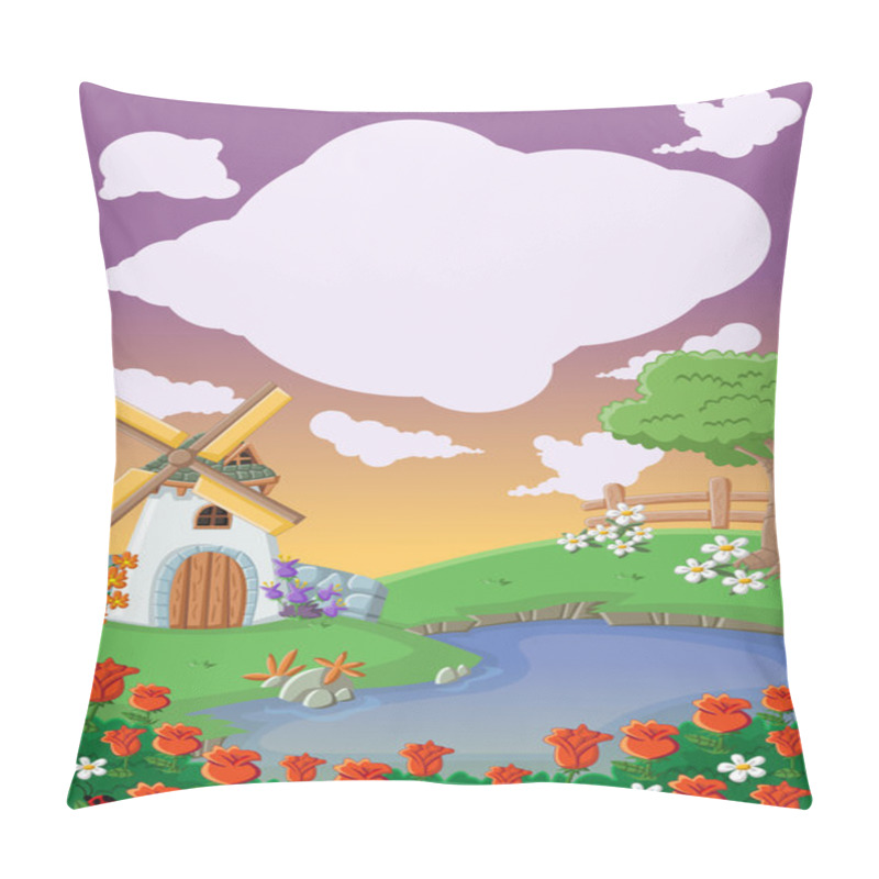 Personality  Lake And Windmill Pillow Covers