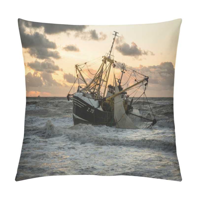 Personality  Beached Fishing Boat At A Dutch Beach Pillow Covers