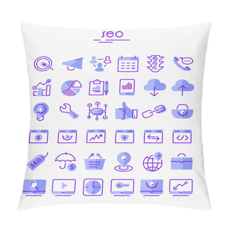 Personality  Vector Set Of Trendy Inline Bold SEO Icons Pillow Covers