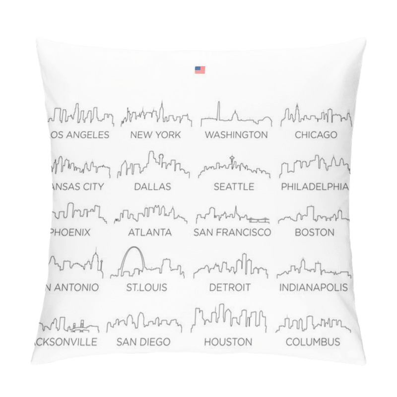 Personality  USA Skyline City Line Art, Vector Illustration Design Pillow Covers