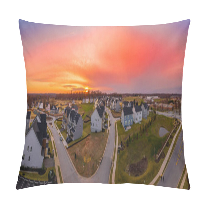 Personality  New American East Coast Neighborhood View During Sunset Pillow Covers