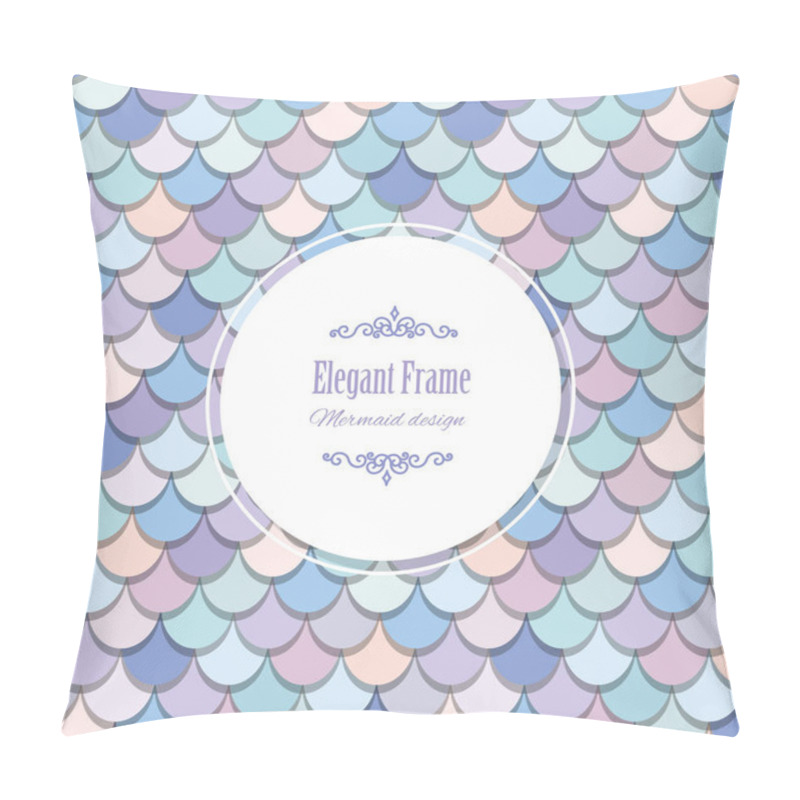 Personality  Mermaid Tail Trendy Card Template. Included Fish Skin Seamless Pattern In Pastel Purple. For Greeting Card, Poster, Notebook, Album Cover, Website Backdrop. Pillow Covers