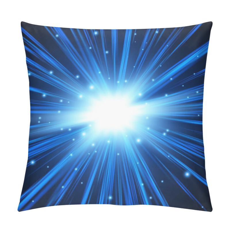 Personality  Blue Explosion Background With Rays. Vector Absrtact Illustration Pillow Covers