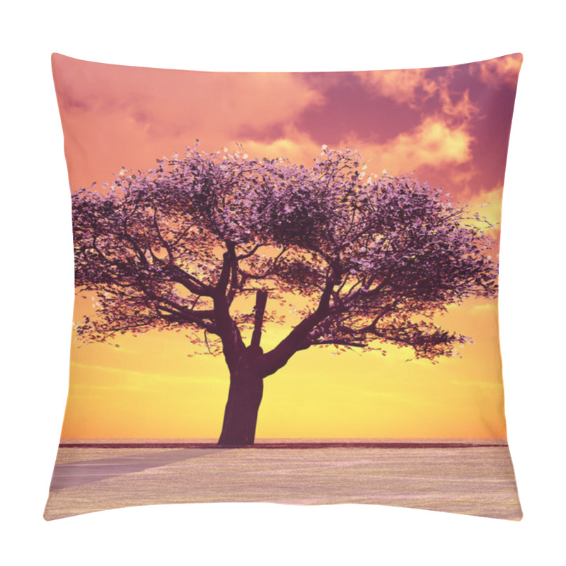 Personality  Blossoming Tree In The Sunset Pillow Covers