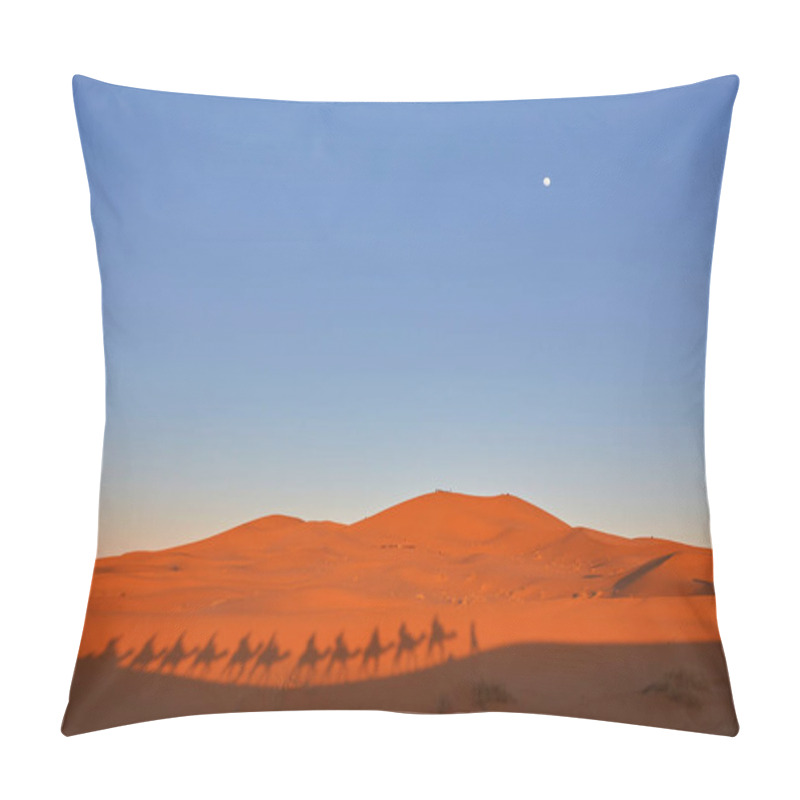 Personality  Silhouette Of Camel Caravan In Big Sand Dunes Of Sahara Desert,  Pillow Covers