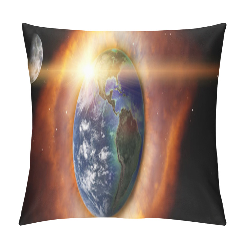 Personality  Earth And Moon With Explosion In Space Elements Of This Image Fu Pillow Covers