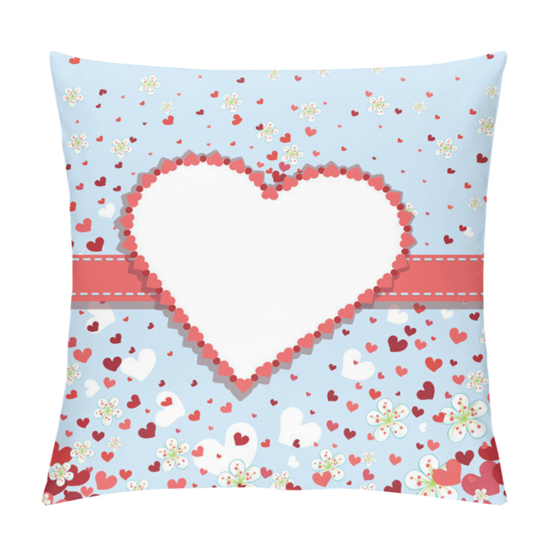 Personality  Retro Wedding Design Template With Hearts And Spring Flowers Pillow Covers