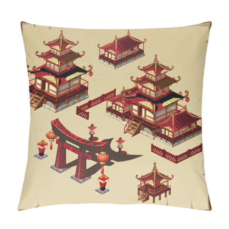 Personality  Houses In Japanese Style Pillow Covers