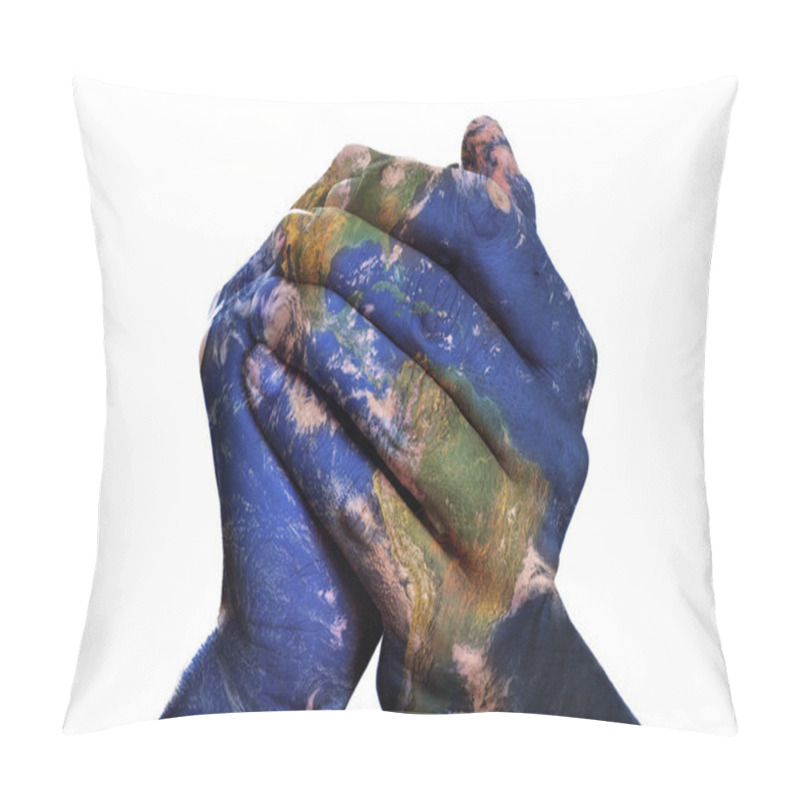 Personality  The World In Your Hands (Earth Map Furnished By NASA) Pillow Covers