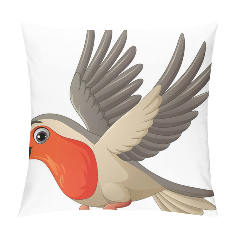 Personality  Vector Illustration Of Cartoon Robin Bird Flying On White Background Pillow Covers