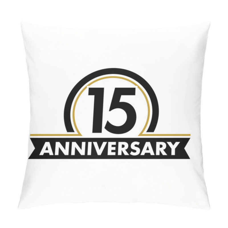 Personality  Anniversary Vector Unusual Label. Fifteenth Anniversary Symbol. 15 Years Birthday Abstract Logo. The Arc In A Circle. 15th Jubilee. Pillow Covers