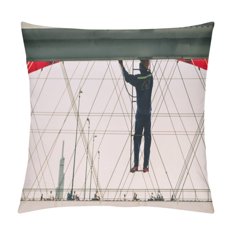 Personality  A Man Working On Binh Loi Railway Bridge Pillow Covers