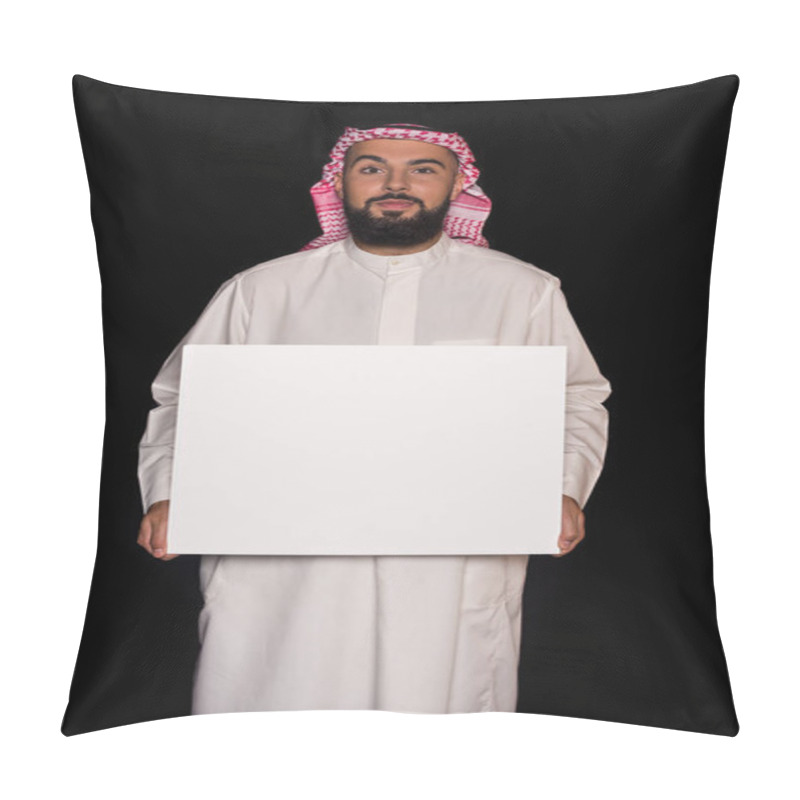 Personality  Muslim Man Holding Blank Board Pillow Covers