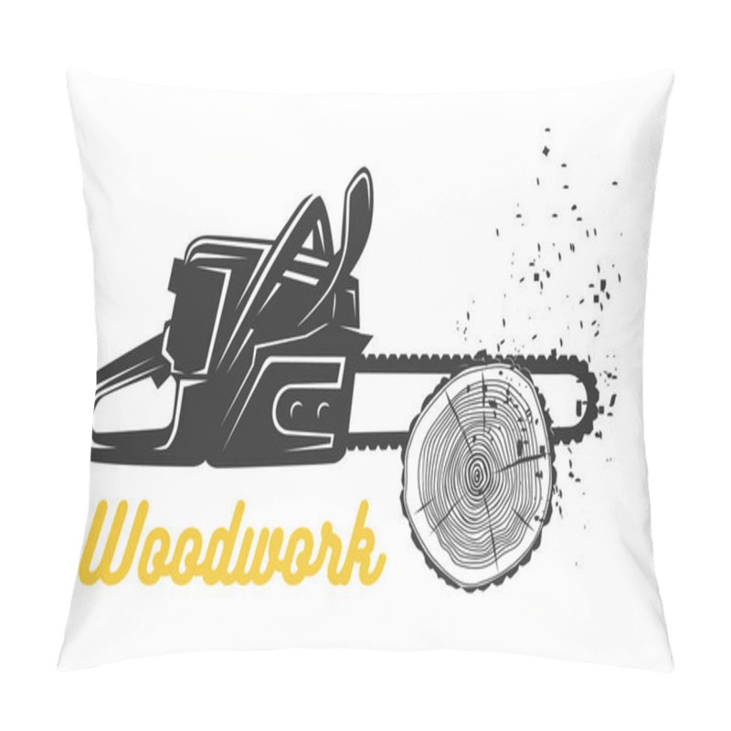 Personality  Sawed Wood With Chainsaw Isolated On White Background Pillow Covers