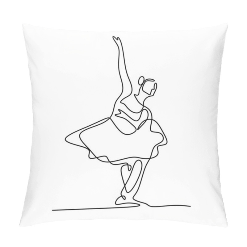 Personality  One Single Line Drawing Beautiful Woman Ballerina. Pretty Ballet Dancer Show Dance Motion Style. Character Female Dancing On Stage. Beauty Minimalist Dancer Concept Logo. Vector Illustration Pillow Covers