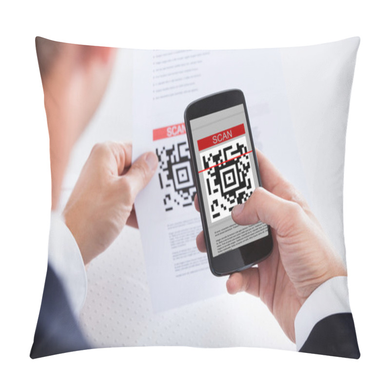 Personality  Businessman Scanning A Barcode Pillow Covers