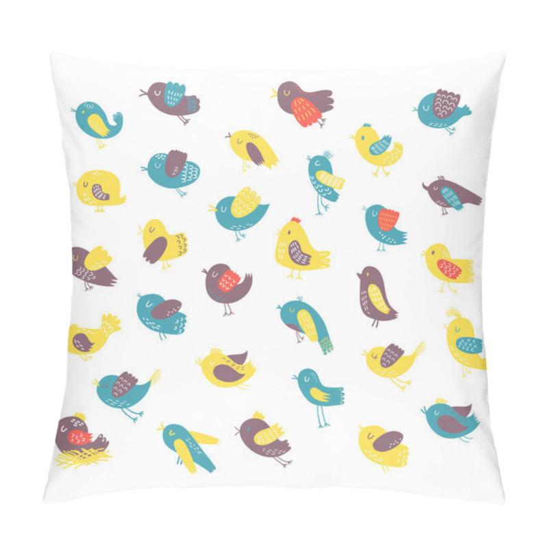 Personality  Seamless  Pattern With Cute Birds.  Pillow Covers