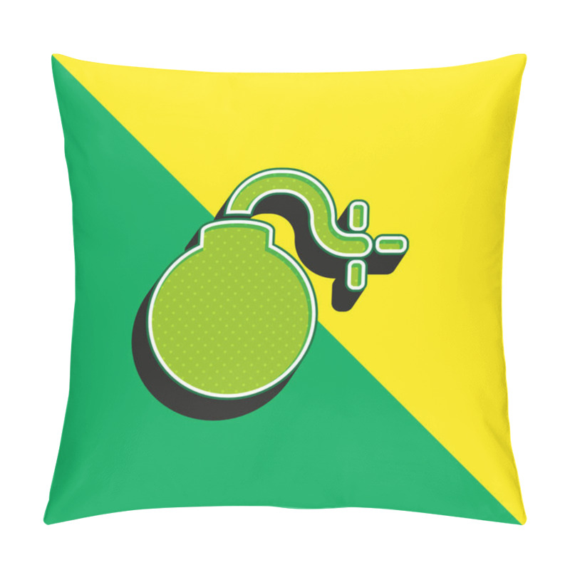 Personality  Bomb With Burning Fuse Green And Yellow Modern 3d Vector Icon Logo Pillow Covers